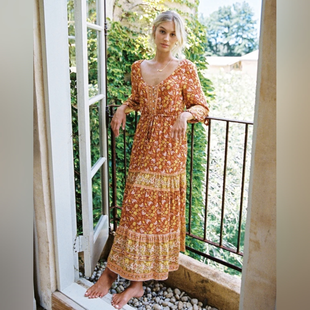 Arnhem Orange Floral Midi Dress